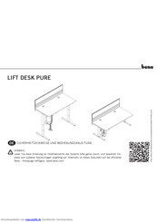 bene LIFT DESK PURE Sicherheitshinweise- Und Installationsanleitung