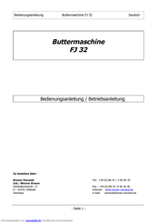 Breuer-Versand FJ 32 Bedienungsanleitung