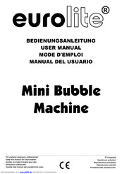 EuroLite Mini Bubble Machine Bedienungsanleitung