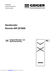 GEIGER AIR GF2900 Original-Montage- Und Betriebsanleitung