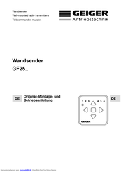 GEIGER GF25-Serie Original-Montage- Und Betriebsanleitung