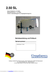 Nussbaum 2.50 SL Betriebsanleitung Und Prüfbuch