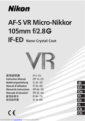 Nikon AF-SVR Micro-Nikkor 105mm f/2.8G IF-ED VR Bedienungsanleitung