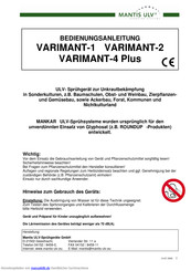 Mantis ULV-Sprühgeräte VARIMANT-1 Bedienungsanleitung