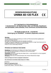 Mantis ULV-Sprühgeräte UNIMA 60-120 FLEX Bedienungsanleitung