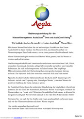 Acala AcalaQuell Swing Bedienungsanleitung