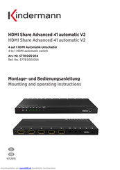 Kindermann HDMI Share Advanced 41 automatic V2 Montage- Und Bedienungsanleitung