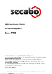 Secabo TPD12 Bedienungsanleitung