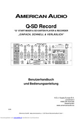 American Audio Q-SD Record Benutzerhandbuch Und Bedienungsanleitung