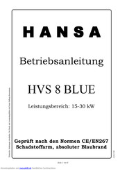 Hansa HVS 8 BLUE Betriebsanleitung