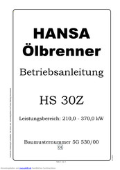 Hansa HS 30Z Betriebsanleitung
