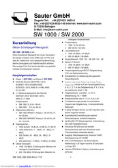 Sauter SW 2000 Kurzanleitung