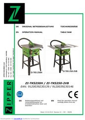 Zipper ZI-TKS250-2VB Bedienungsanleitung