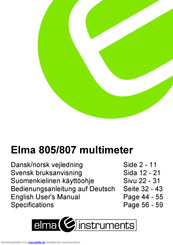 Elma Instruments 805 Bedienungsanleitung