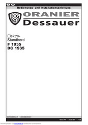 Oranier  Dessauer F 1935 Bedienungs- Und Installationsanleitung