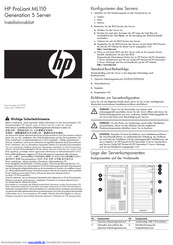 HP ProLiant ML110 Installationsblatt