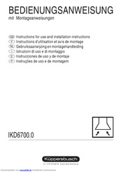 Küppersbusch IKD6700.0 Bedienungsanweisung Mit Montageanweisungen