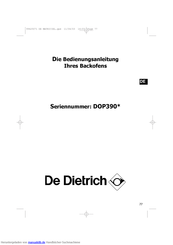 DeDietrich DOP390 Serie Bedienungsanleitung