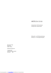 AEG ARCTIS G 6 72 50 i Gebrauchsanweisung Und Einbauanweisung