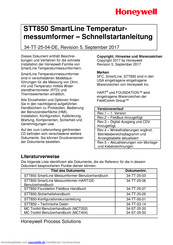 Honeywell STT850 SmartLine Schnellstartanleitung
