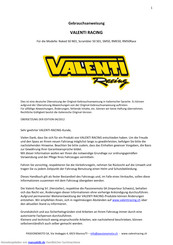VALENTI RACING RME 50 Gebrauchsanweisung