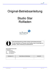 Schanz Studio Star Originalbetriebsanleitung