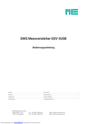 ME-Meßsysteme GSV-3USB Bedienungsanleitung