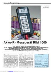 elv RIM 1000 Bau- Und Bedienungsanleitung