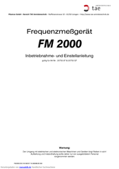 Pikatron FM 2000 Inbetriebnahme- Und Einstellanleitung