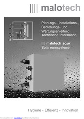 malotech solar 120 comfort Planungs-, Installations-, Bedienungs- Und Wartungsanleitung