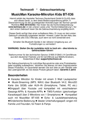 MusicMan Kids BT-X36 Gebrauchsanleitung