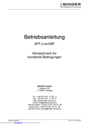 Binder KBF 720 Betriebsanleitung