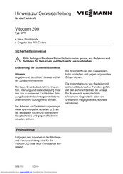 Viessmann Vitocom 200 Typ GP1 Hinweis Zur Serviceanleitung Für Die Fachkraft