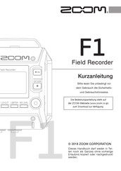 Zoom F1 Field Recorder Kurzanleitung