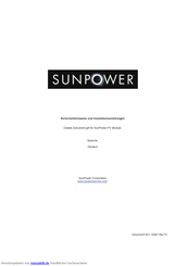 SunPower X21 Serie Sicherheitshinweise- Und Installationsanleitung