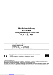 Rossmanith ROfre 896 Betriebsanleitung