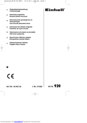 EINHELL RT-TS 920 Originalbetriebsanleitung