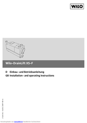 Wilo DrainLift XS-F Einbau- Und Betriebsanleitung