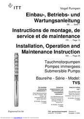 Vogel Pumpen TVS Serie Einbau-, Betriebs- Und Wartungsanleitung