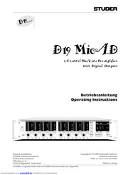 Studer D19 MicAD Betriebsanleitung