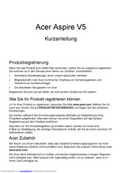 Acer Aspire V5 Kurzanleitung