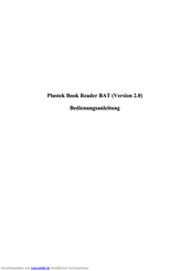 Plustek Book Reader BAT Version 2.0 Bedienungsanleitung