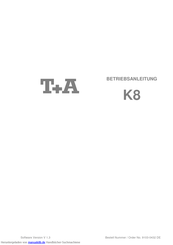 T+A K8 Betriebsanleitung