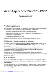 Acer Aspire V5-132P Kurzanleitung