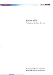 Studer A729 Bedienungsanleitung