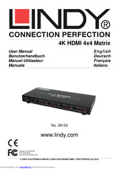 Lindy 4K HDMI 4x4 Matrix Benutzerhandbuch