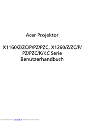 Acer X1160/PZ Benutzerhandbuch