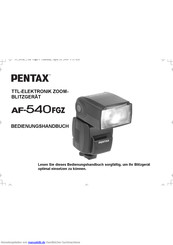 Pentax AF-540FGZ Bedienungs Und Installationsanleitung Handbuch