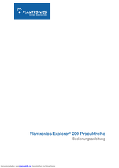 Plantronics Explorer 200 Produktreihe Bedienungsanleitung