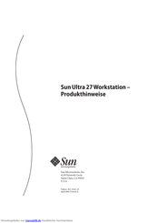 Sun Microsystems Ultra 27 Produkthinweise